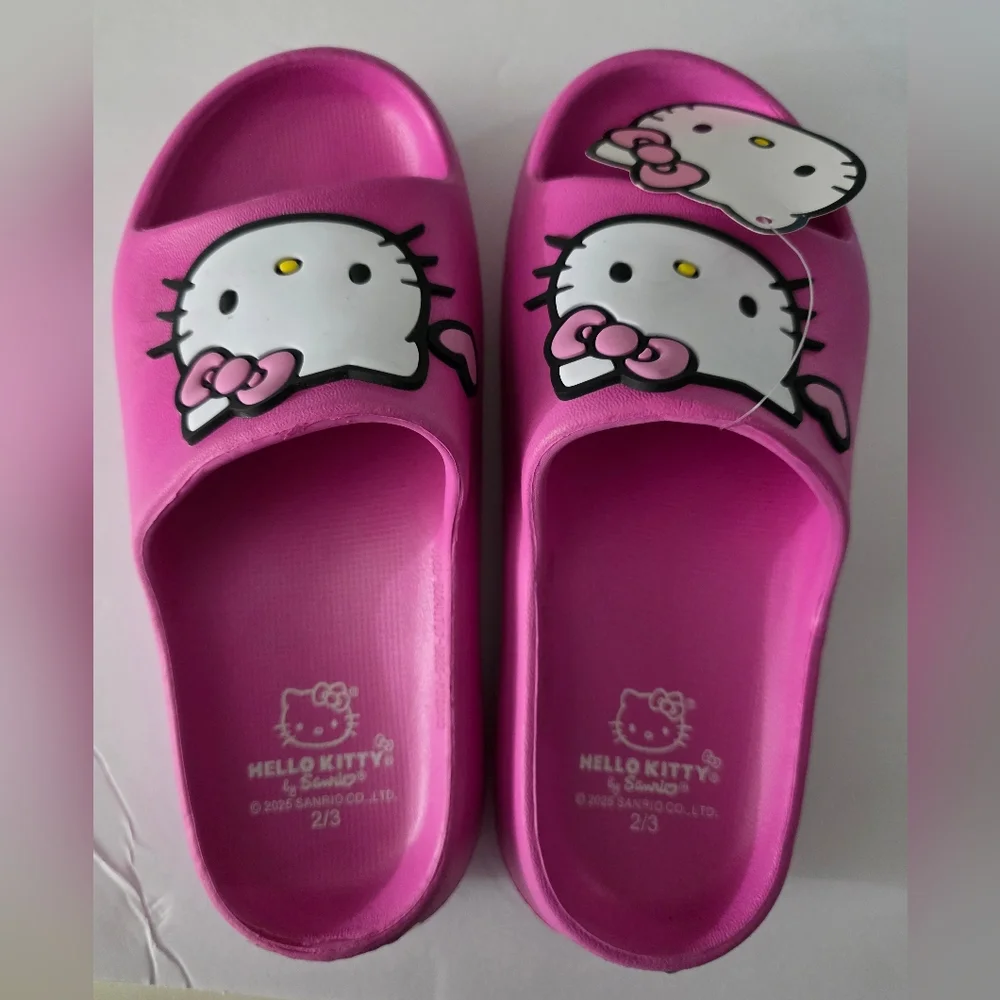 Hello Kitty By Sanrio Girls Kids Slip Ons Slides Sandals Hot Pink Size 2/3